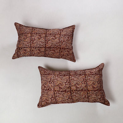 Brown - Kalamkari Block Print Pillow Cover (Set of 2) 02