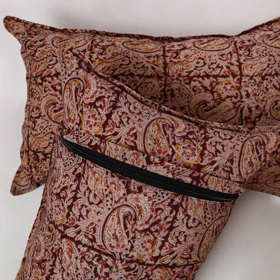 Brown - Kalamkari Block Print Pillow Cover (Set of 2) 02