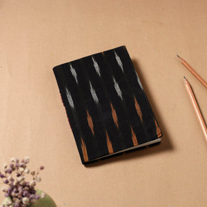 Black - Ikat Fabric Cover Handmade Paper Notebook (7 x 5 in)