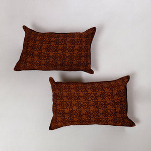 Brown - Bagh Block Printed Cotton Pillow Cover (Set of 2) 03