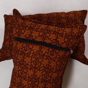 Brown - Bagh Block Printed Cotton Pillow Cover (Set of 2) 03