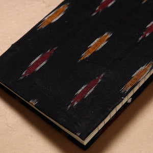 Black - Ikat Fabric Cover Handmade Paper Notebook (7 x 5 in)