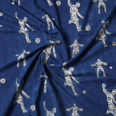 Blue - Bindaas Block Printed Cotton Precut Fabric (0.9 meter) 22