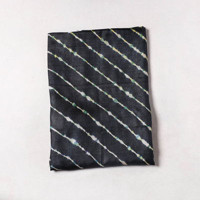 Black - Leheriya Tie-Dye Tussar Silk Precut Fabric (2 meter) 27