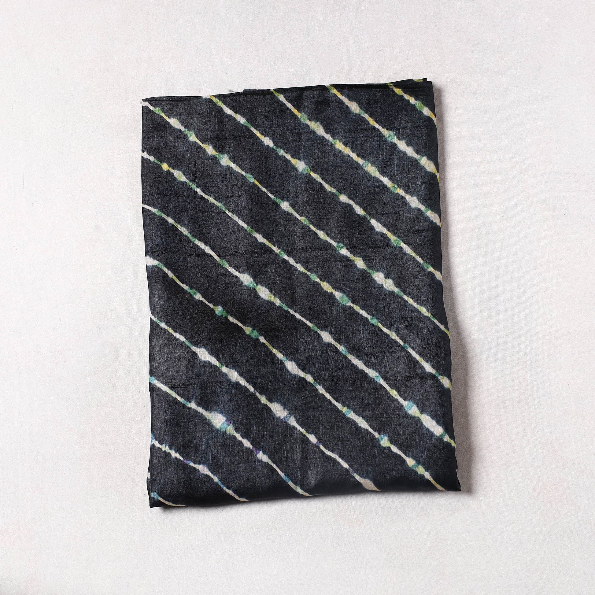 Black - Leheriya Tie-Dye Tussar Silk Precut Fabric (2 meter) 27