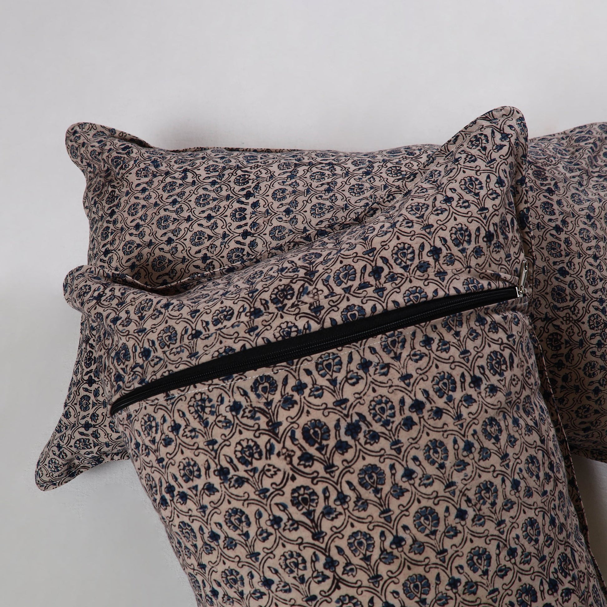 Black - Kalamkari Block Print Pillow Cover (Set of 2) 07
