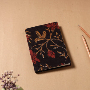 Black - Bagru Fabric Cover Handmade Paper Notebook (7 x 5 in)