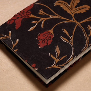 Black - Bagru Fabric Cover Handmade Paper Notebook (7 x 5 in)