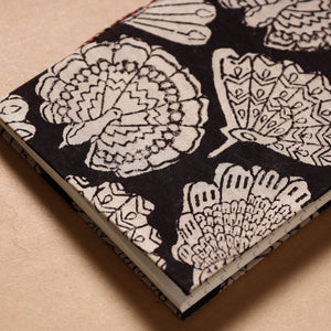 Black - Bagru Fabric Cover Handmade Paper Notebook (7 x 5 in)