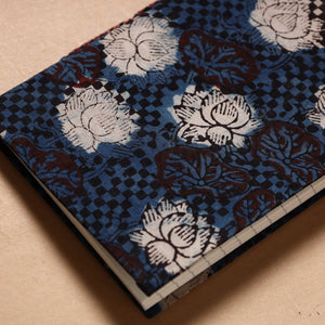 Blue - Bagru Fabric Cover Handmade Paper Notebook (7 x 5 in)