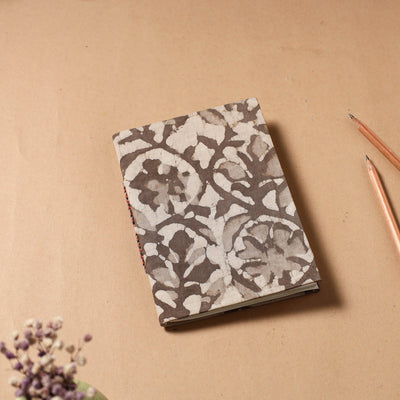 Brown - Bagru Fabric Cover Handmade Paper Notebook (7 x 5 in)