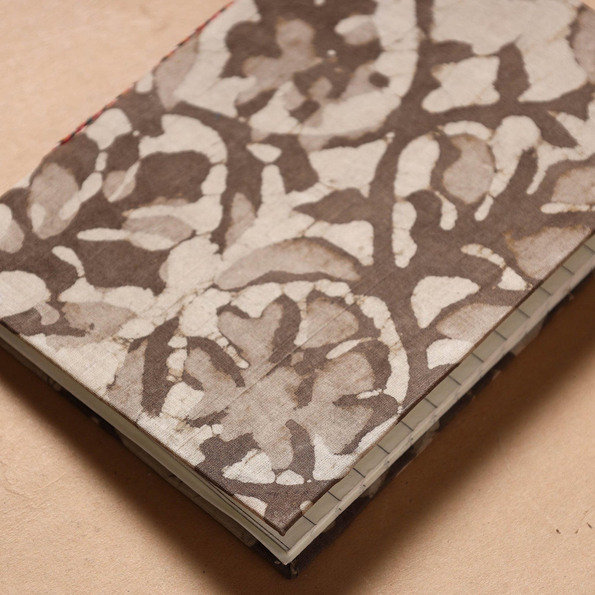 Brown - Bagru Fabric Cover Handmade Paper Notebook (7 x 5 in)