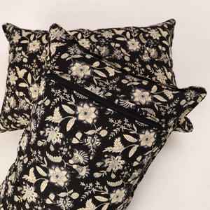 Black - Set of 2 Jaipur Print Cotton Pillow Covers 01