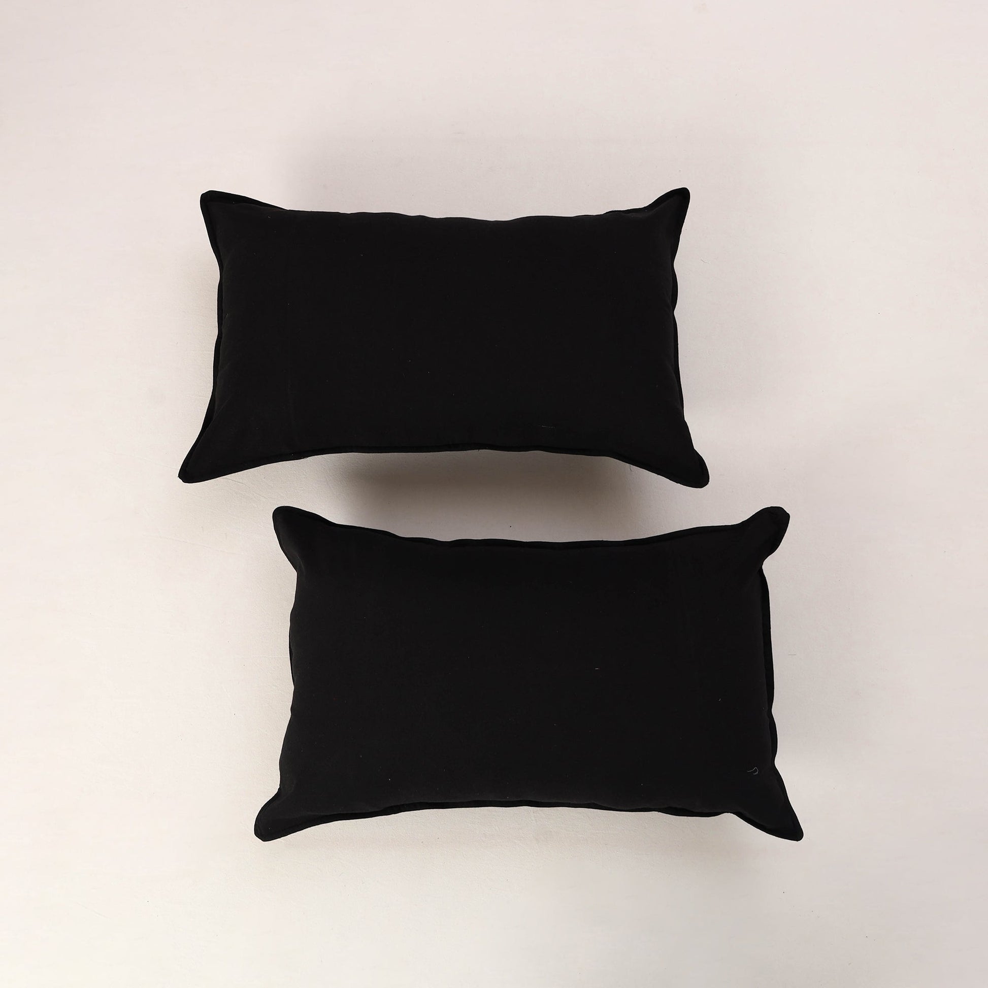 Black - Set of 2 Jhiri Handloom Cotton Pillow Covers 03
