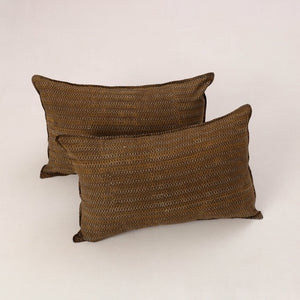 Brown - Set of 2 Akola Block Print Cotton Pillow Covers 09