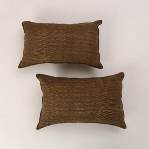 Brown - Set of 2 Akola Block Print Cotton Pillow Covers 09