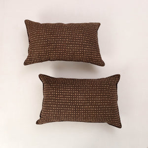 Brown - Set of 2 Akola Block Print Cotton Pillow Covers 10