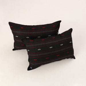 Black - Set of 2 Jacquard Cotton Pillow Covers 14
