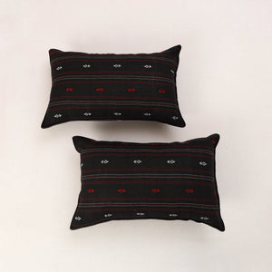 Black - Set of 2 Jacquard Cotton Pillow Covers 14