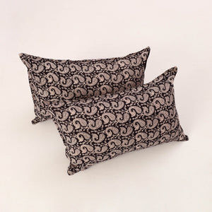 Black - Set of 2 Bagh Block Print Cotton Pillow Covers 19