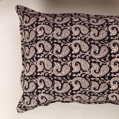 Black - Set of 2 Bagh Block Print Cotton Pillow Covers 19