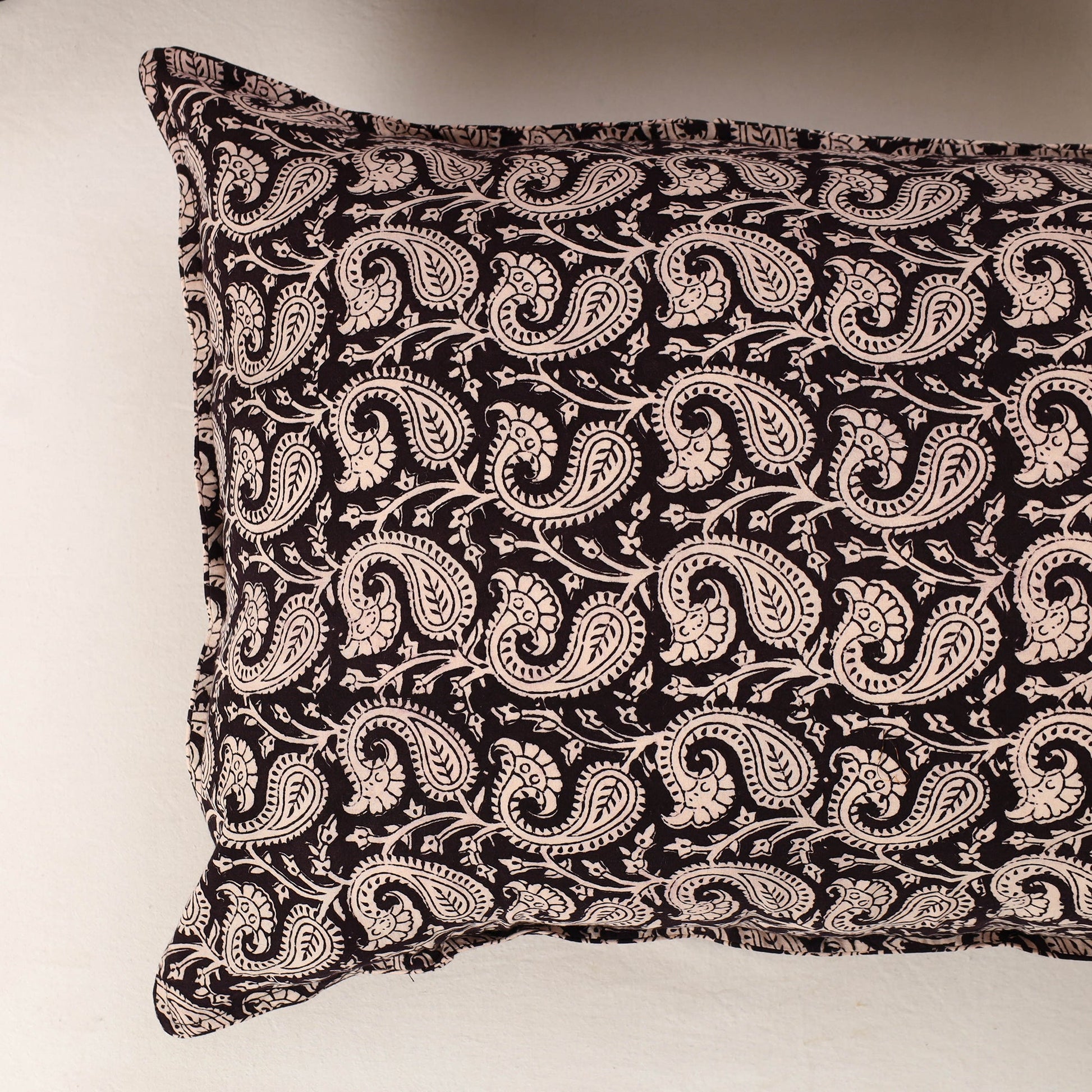 Black - Set of 2 Bagh Block Print Cotton Pillow Covers 19