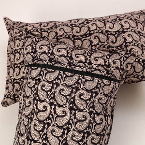 Black - Set of 2 Bagh Block Print Cotton Pillow Covers 19
