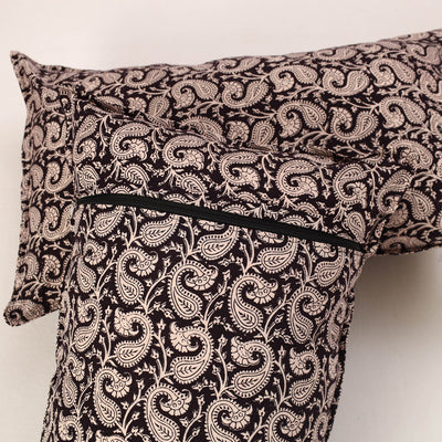 Black - Set of 2 Bagh Block Print Cotton Pillow Covers 19