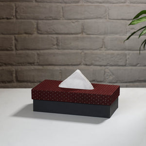 Brown - Handcrafted Mashru Silk Fabric Tissue Box 23