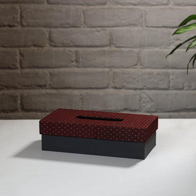 Brown - Handcrafted Mashru Silk Fabric Tissue Box 23