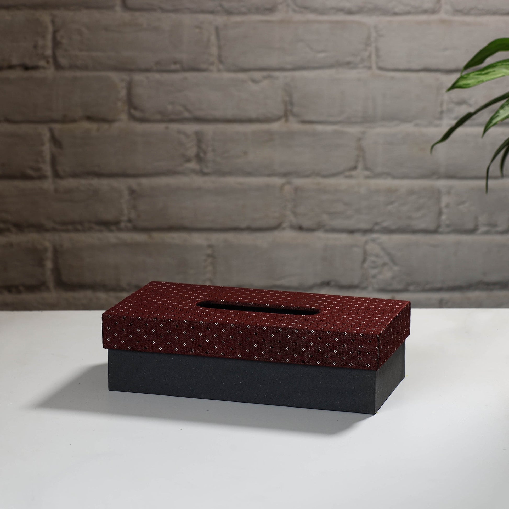 Brown - Handcrafted Mashru Silk Fabric Tissue Box 23