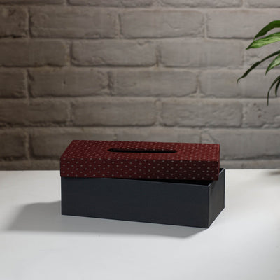 Brown - Handcrafted Mashru Silk Fabric Tissue Box 23