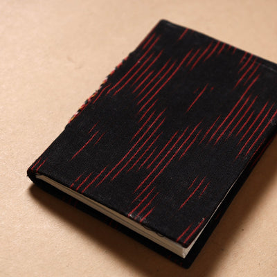 Black - Ikat Fabric Cover Handmade Paper Notebook (5 x 3.5 in)
