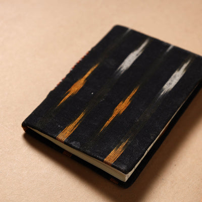 Black - Ikat Fabric Cover Handmade Paper Notebook (5 x 3.5 in)