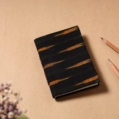 Black - Ikat Fabric Cover Handmade Paper Notebook (5 x 3.5 in)