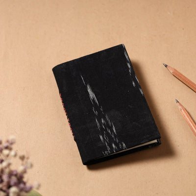 Black - Ikat Fabric Cover Handmade Paper Notebook (5 x 3.5 in)