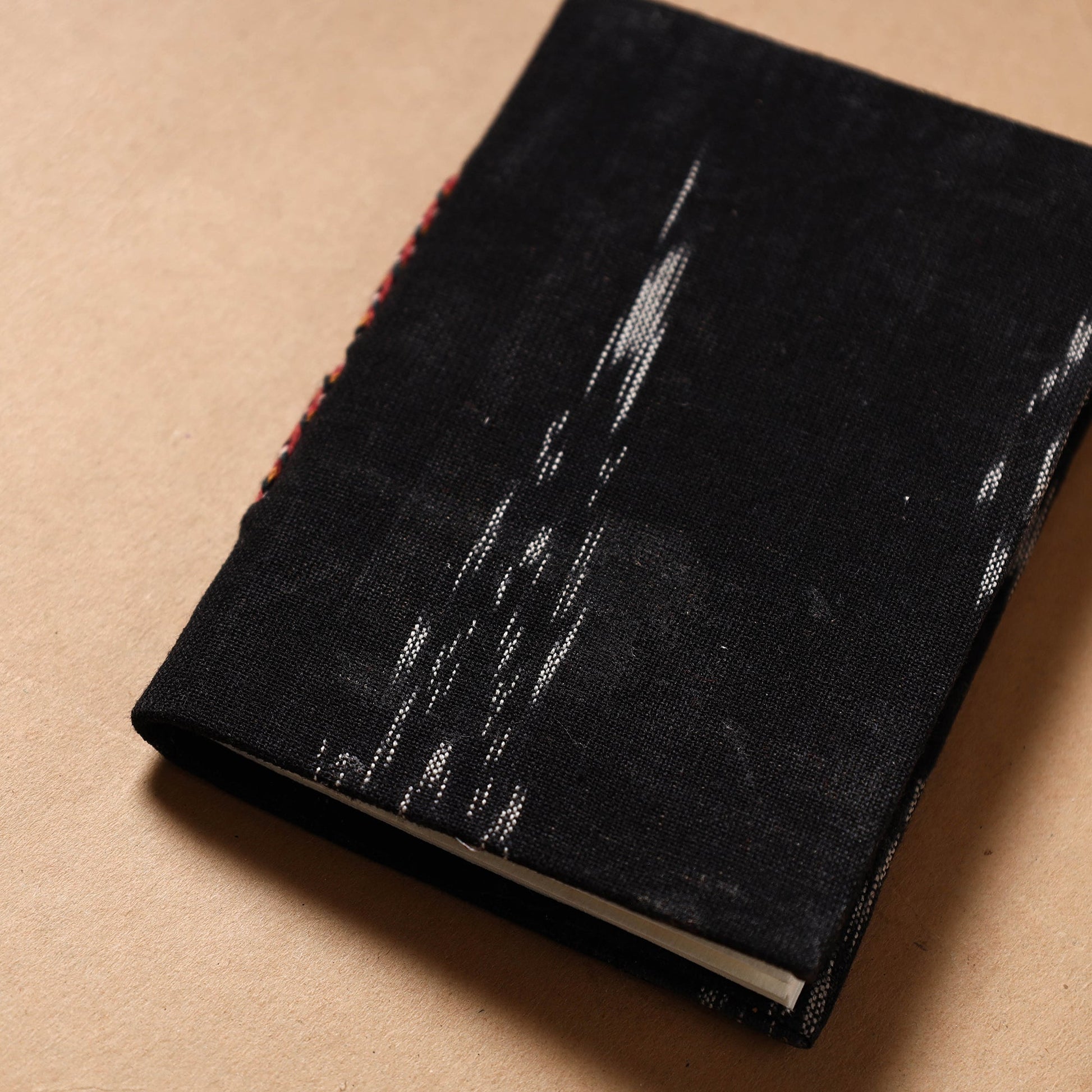 Black - Ikat Fabric Cover Handmade Paper Notebook (5 x 3.5 in)