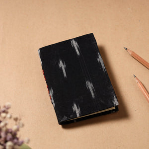 Black - Ikat Fabric Cover Handmade Paper Notebook (5 x 3.5 in)