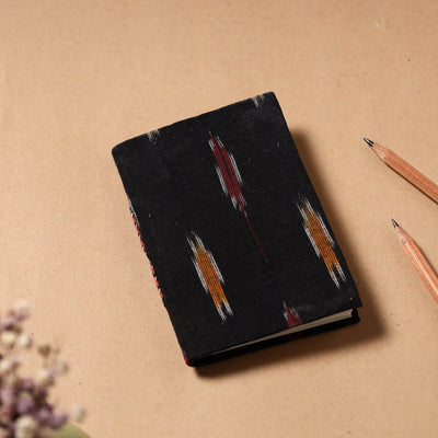 Black - Ikat Fabric Cover Handmade Paper Notebook (5 x 3.5 in)