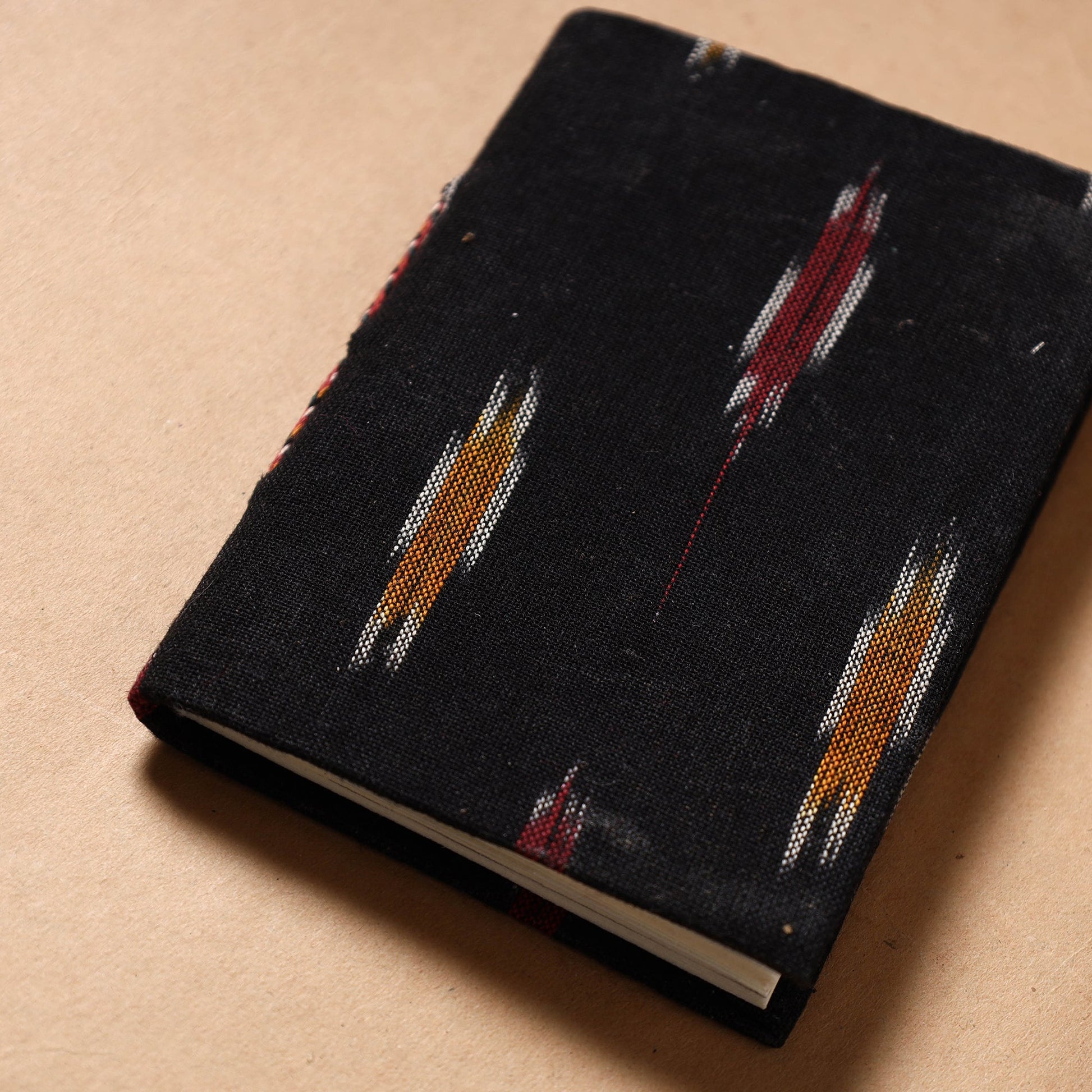 Black - Ikat Fabric Cover Handmade Paper Notebook (5 x 3.5 in)
