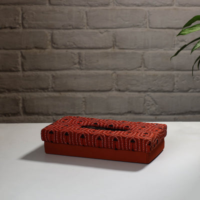 Brown - Handcrafted Bengal Kantha Work Tissue Box 41