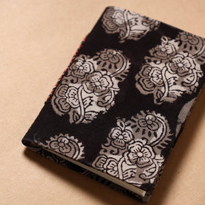 Black - Bagru Fabric Cover Handmade Paper Notebook (5 x 3.5 in)