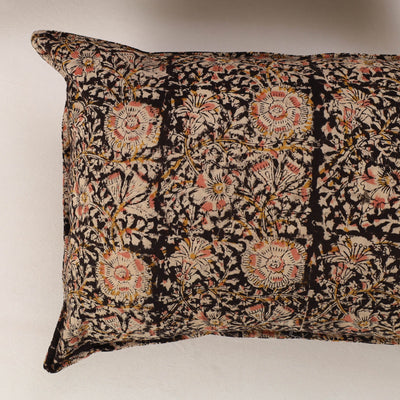 Black - Set of 2 Kalamkari Block Print Cotton Pillow Covers 33