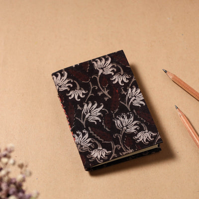 Black - Bagru Fabric Cover Handmade Paper Notebook (5 x 3.5 in)