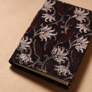 Black - Bagru Fabric Cover Handmade Paper Notebook (5 x 3.5 in)