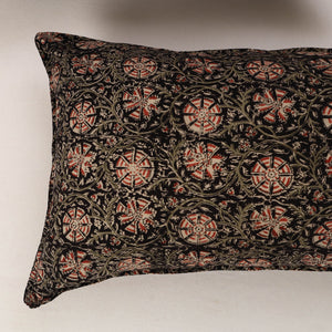 Black - Set of 2 Kalamkari Block Print Cotton Pillow Covers 35