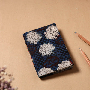 Blue - Bagru Fabric Cover Handmade Paper Notebook (5 x 3.5 in)