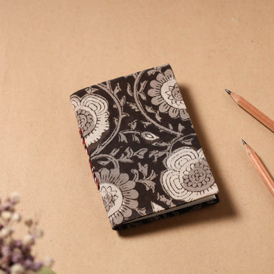 Brown - Bagru Fabric Cover Handmade Paper Notebook (5 x 3.5 in)