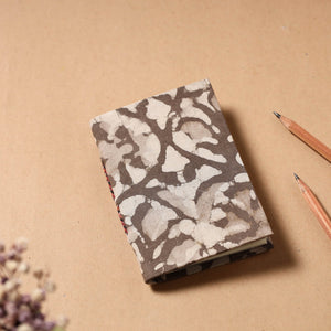 Brown - Bagru Fabric Cover Handmade Paper Notebook (5 x 3.5 in)
