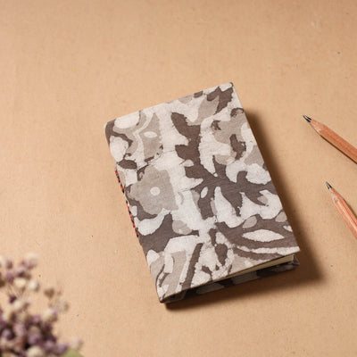 Brown - Bagru Fabric Cover Handmade Paper Notebook (5 x 3.5 in)